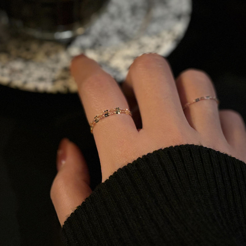 14K / 18K Four-Leaf Clover Chain Gold Ring