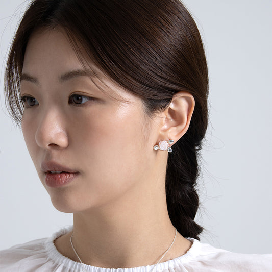 リーフローズピアス / leaf rose earring [mother of pearl]