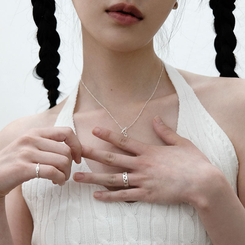 [アモンズ限定] Flat open work heart ring