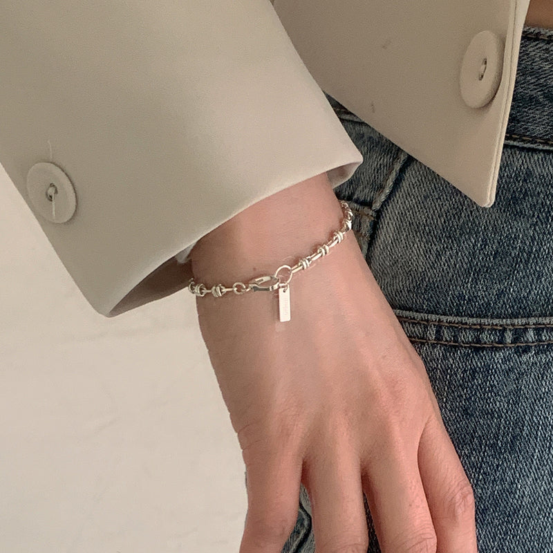 [amondz exclusive] Silver Oval Ring Link Necklace & Bracelet Set_mvs01