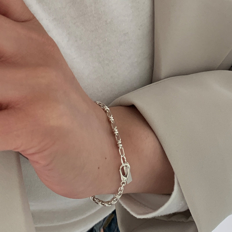 [amondz exclusive] Silver Oval Ring Link Necklace & Bracelet Set_mvs01