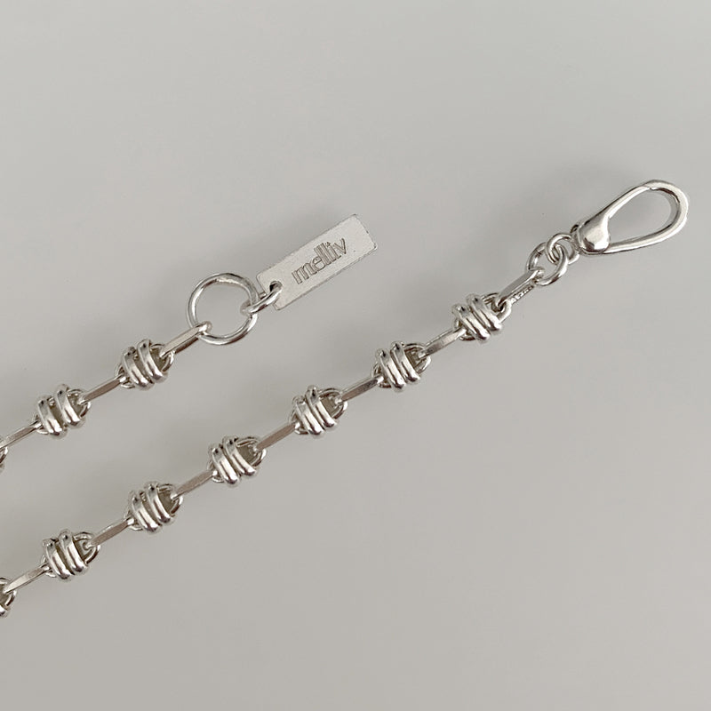 [amondz exclusive] Silver Oval Ring Link Necklace & Bracelet Set_mvs01