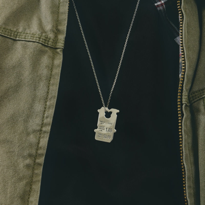 シルバー￼ネックレス￼ シルバーブレッドクリップビッグタグネックレス