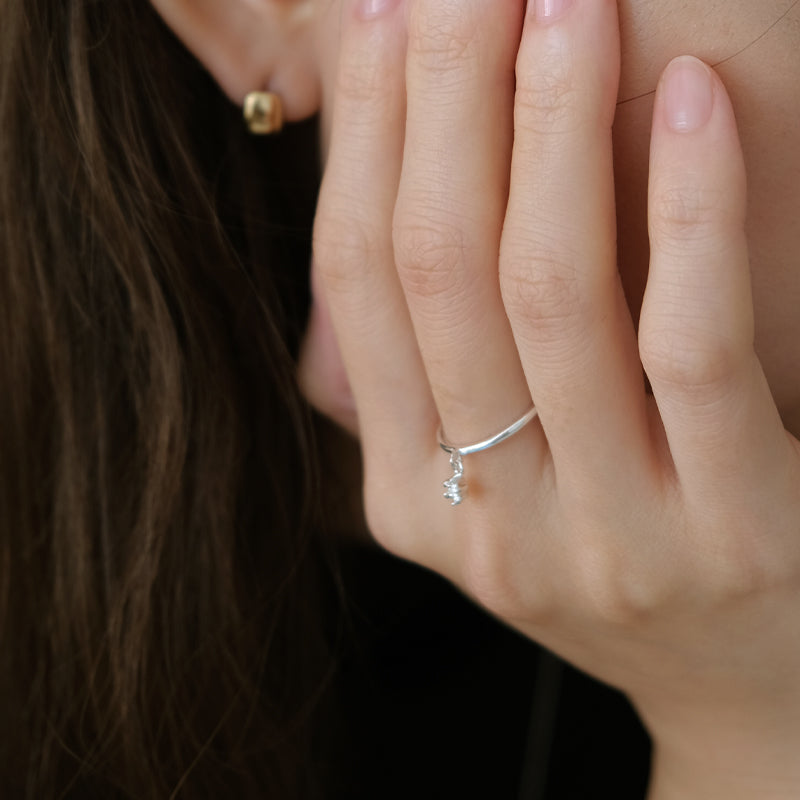 Popcorn flower drop ring