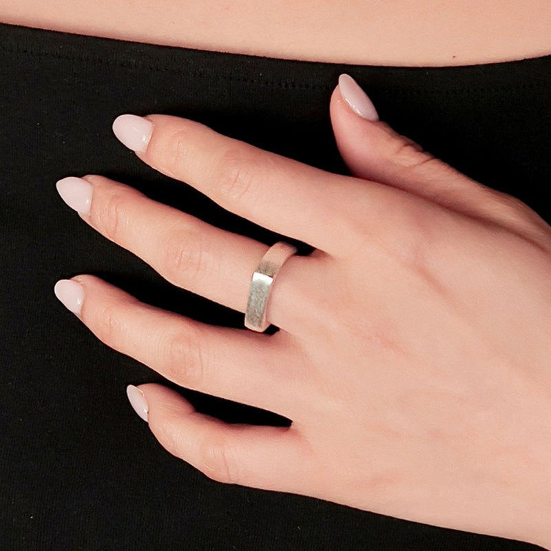 Matte square open ring