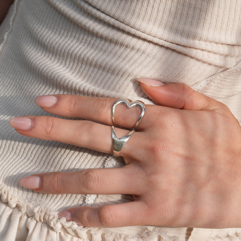 K10 アライ ダブル ストーン リング / 10K Awry Double Stone