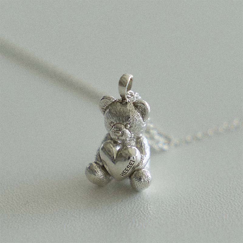 Heart teddy necklace (70cm)