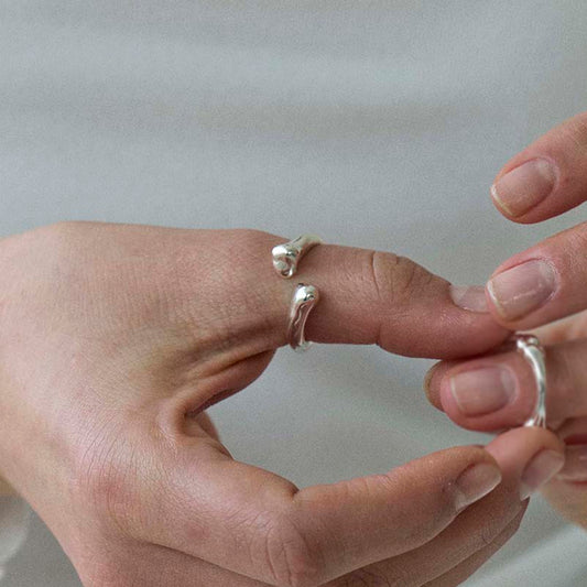 bone silver open ring