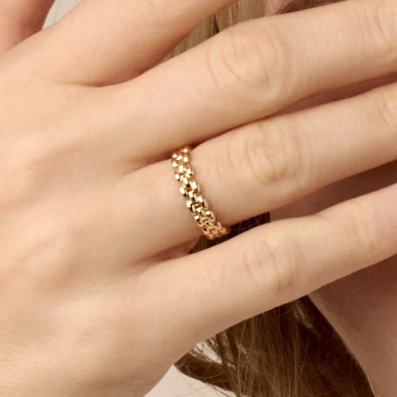 K14 K18 Italy hollow chain ring