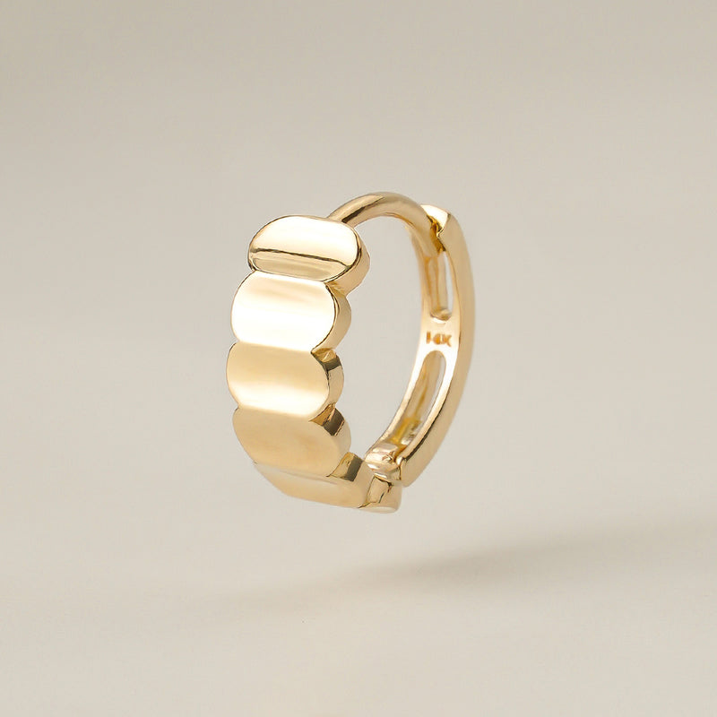 [amondz exclusive] K14Gold Round Flat Oval Daily One-Touch Ring Earrings