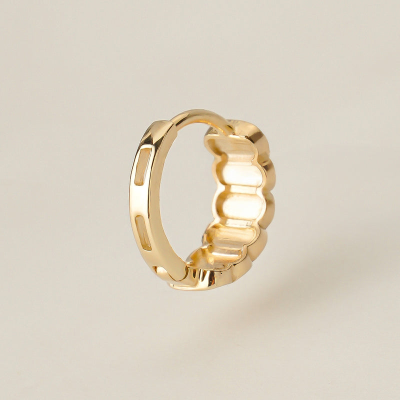 [amondz exclusive] K14Gold Round Flat Oval Daily One-Touch Ring Earrings