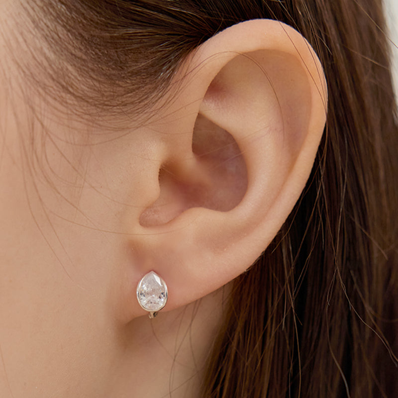 SALE フープピアス シルバーピアス クリアビーズ ちゅるんピアス シルバー925 ティアドロップ クリア フープピアス