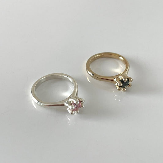 ミニ 6 プロン マッシュルーム リング：キュービック / mini 6 prong mushroom ring (cubic zircornia)