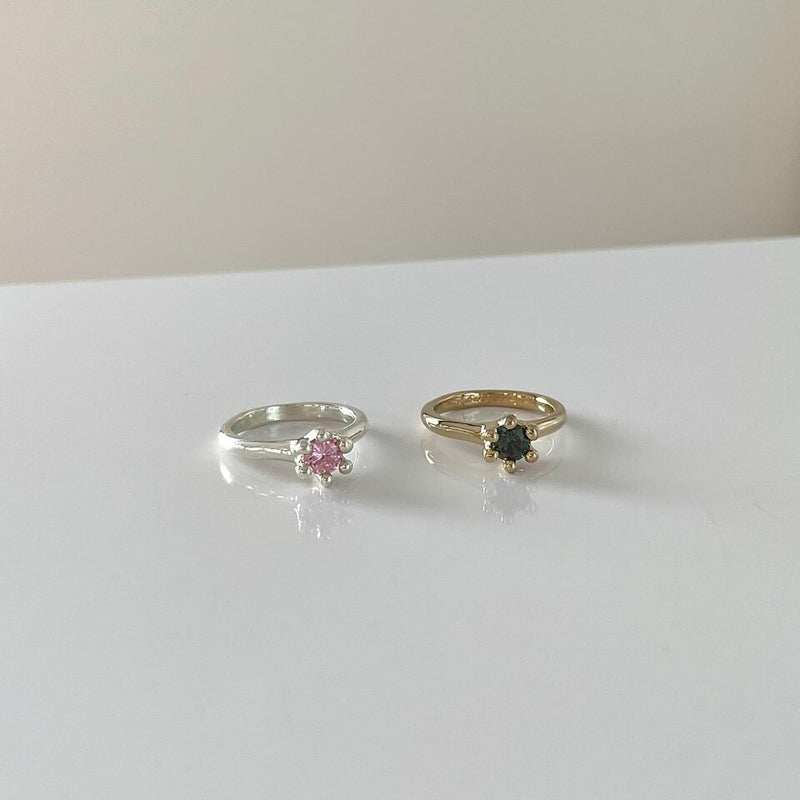 ミニ 6 プロン マッシュルーム リング：キュービック / mini 6 prong mushroom ring (cubic zircornia)