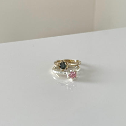 ミニ 6 プロン マッシュルーム リング：キュービック / mini 6 prong mushroom ring (cubic zircornia)