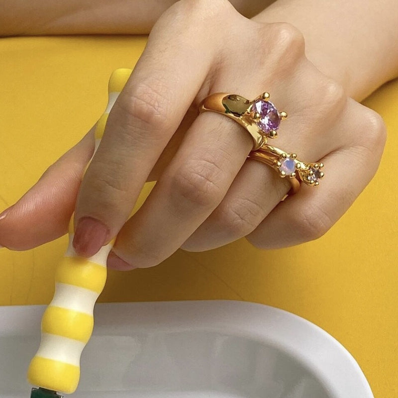 ミニ 6 プロン マッシュルーム リング：キュービック / mini 6 prong mushroom ring (cubic zircornia)