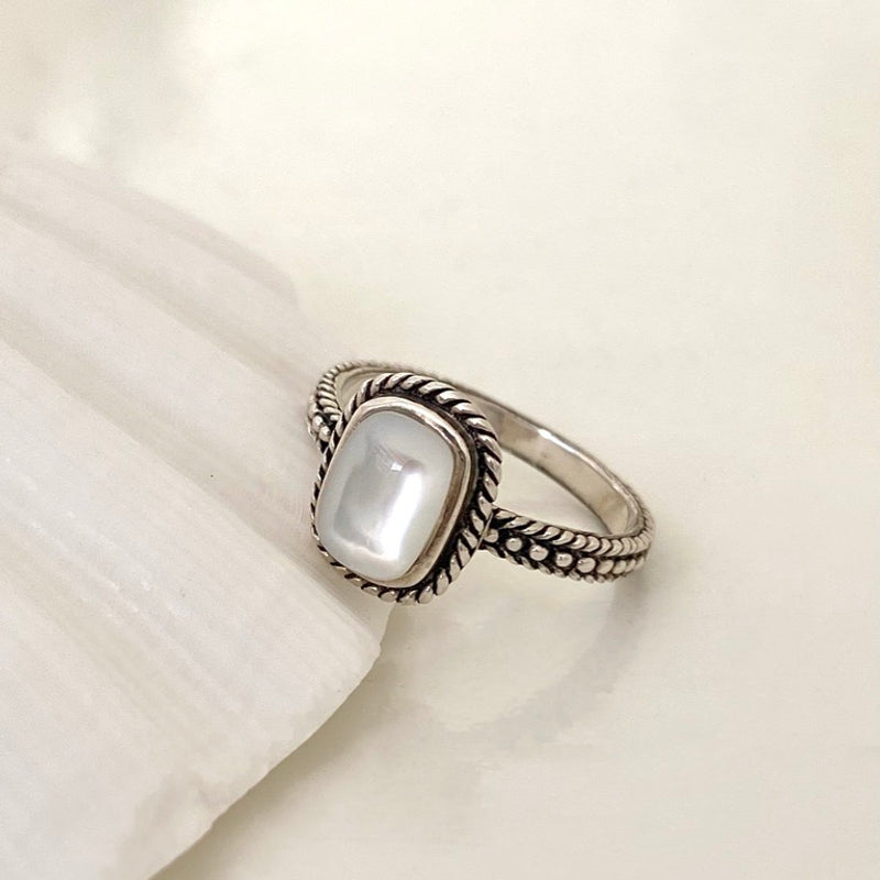 square mother-of-pearl ring