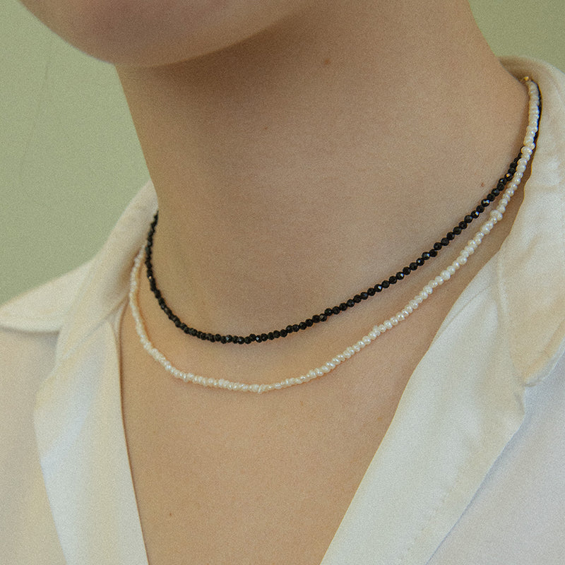 Small Nature Pearl Necklace + Hey Coco Necklace