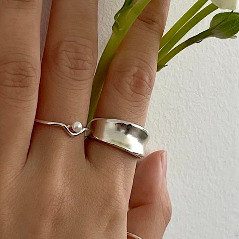Matt curve ring bold handmade ring (Sterling Silver)