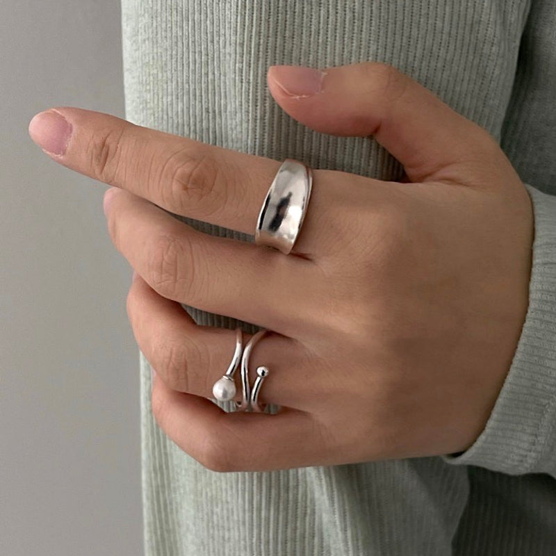 Matt curve ring bold handmade ring (Sterling Silver)
