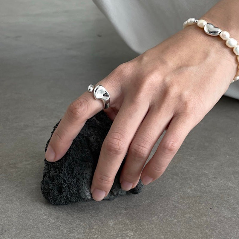 Bold pebble ring  (Sterling Silver)