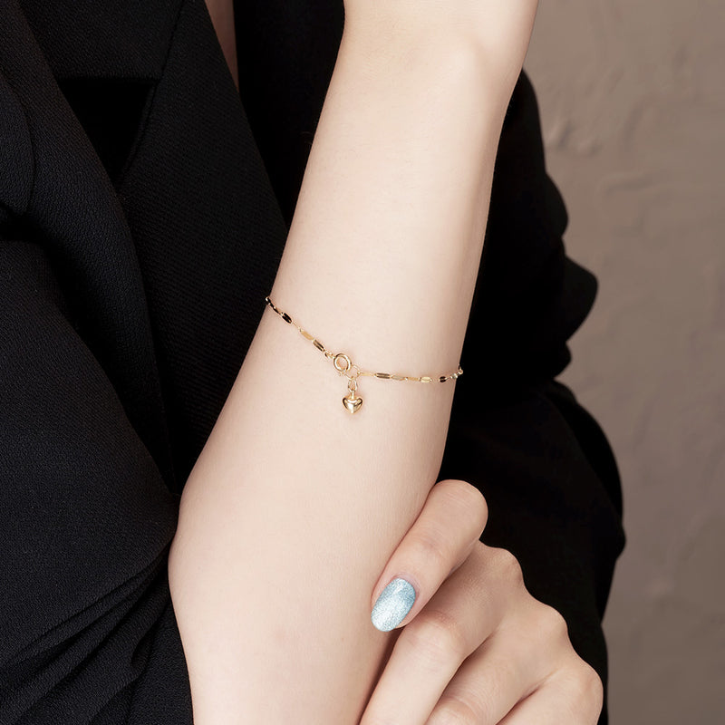 K14 K18 Heart Point Glitter Chain Bracelet