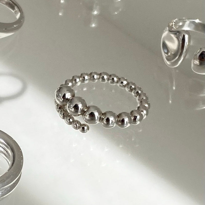 Dot silver ball ring (Sterling Silver)