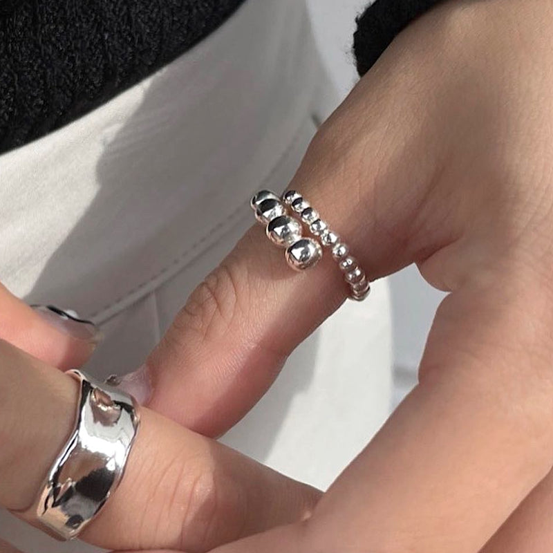 Dot silver ball ring (Sterling Silver)