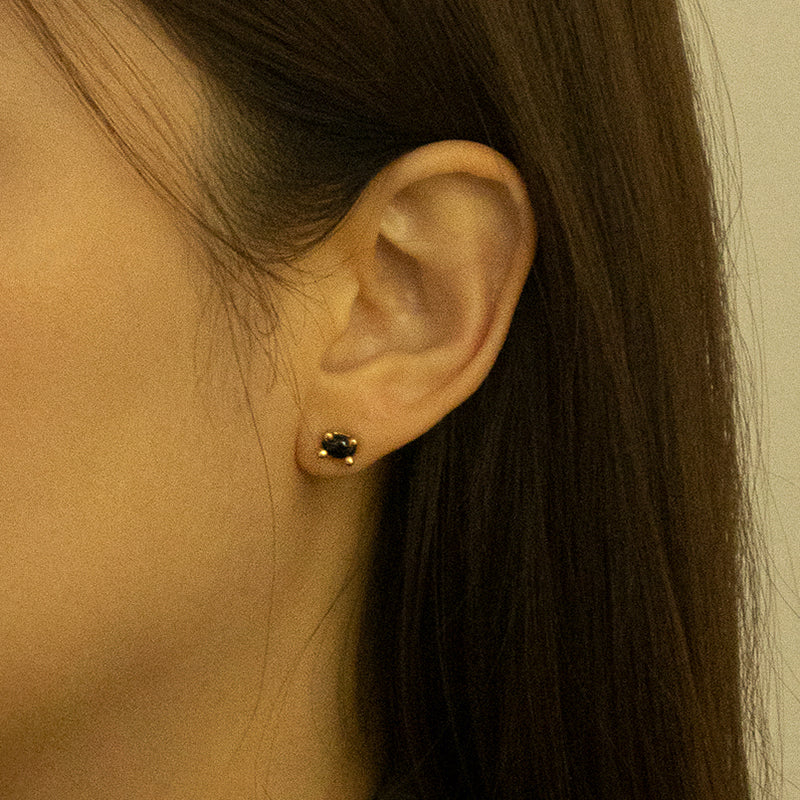 ピンキー マッシュルーム ピアス：ジェムストーン / pinky mushroom earring (gemstone)