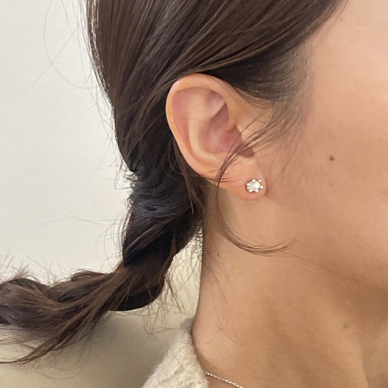 レース ピアス：キュービック / lace earring (cubic zircornia)