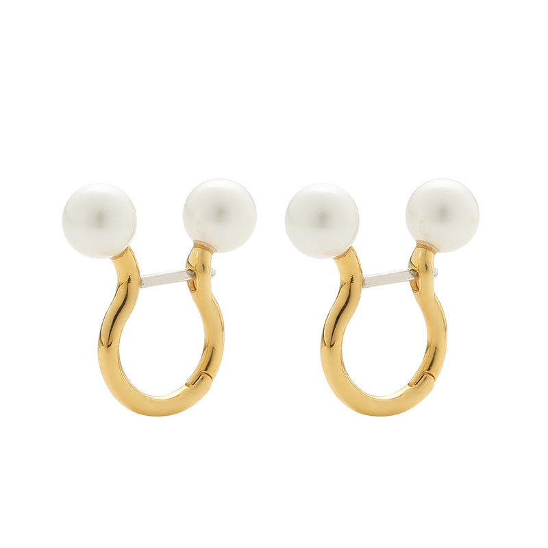 FIRST DIVE ワンタッチ パール ピアス：ゴールド / FIRST DIVE ONE-TOUCH PEARL EARRINGS - GOLD