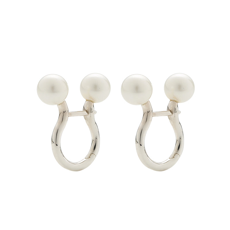 FIRST DIVE ワンタッチ パール ピアス：シルバー / FIRST DIVE _ ONE-TOUCH EARRINGS PEARL : SILVER