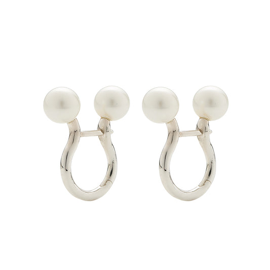 FIRST DIVE ワンタッチ パール ピアス：シルバー / FIRST DIVE ONE-TOUCH PEARL EARRINGS - SILVER