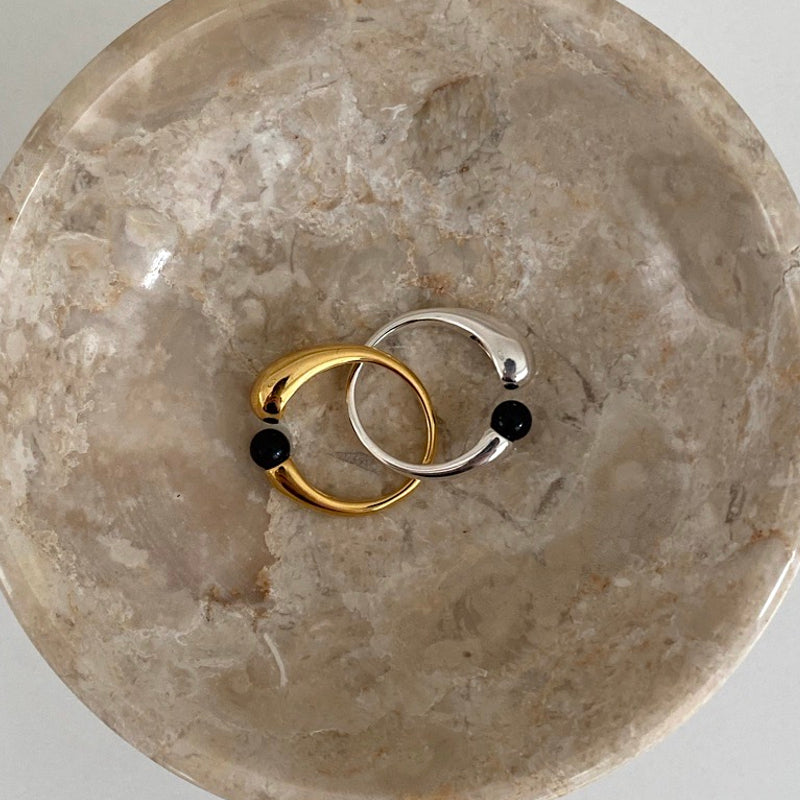 Onyx ball ring Onyx silver ball ring