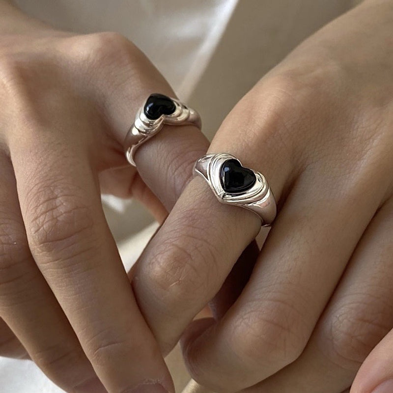 Baby heart onyx ring