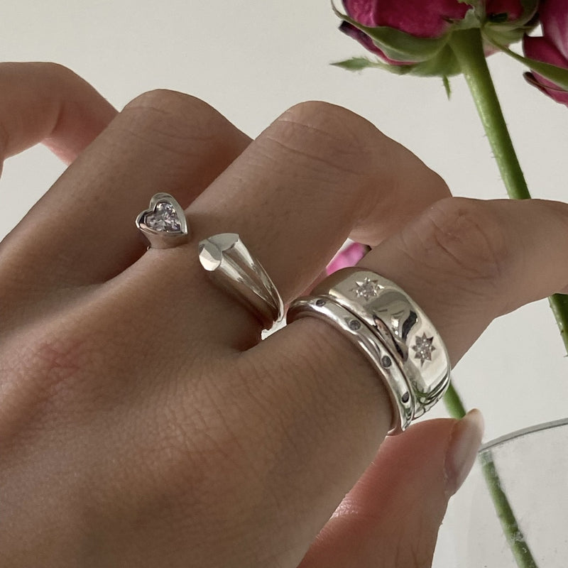 Twinkle heart ring heart cubic ring