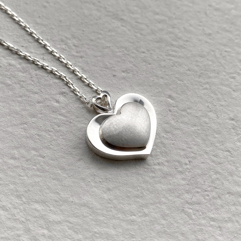 Vintage matte heart necklace