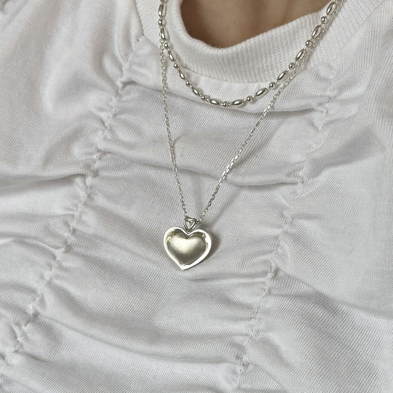 Vintage matte heart necklace