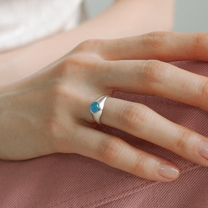 Sole ring _ sky blue gemstone (blue agate)