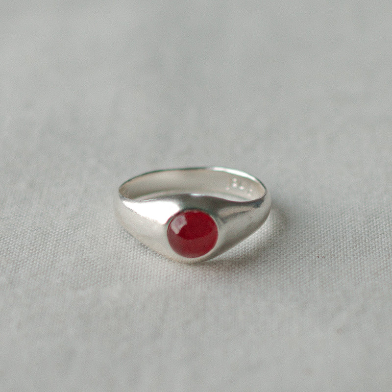 Sole ring _ red gemstone (cherry stone)