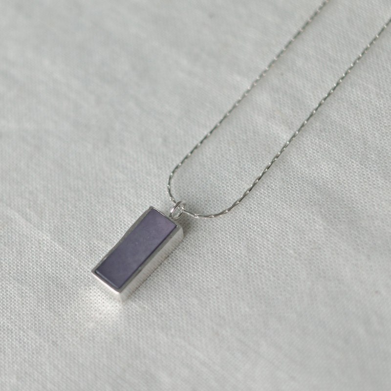 Rectangle necklace _ purple gemstone (lavender jade)