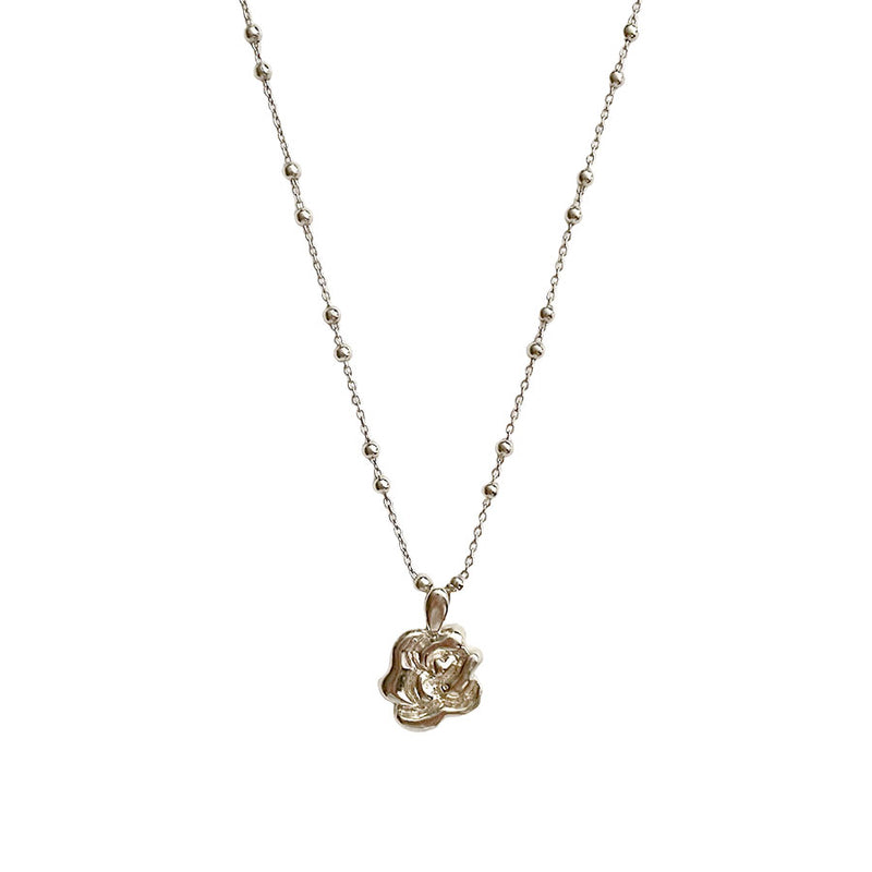 ディープ ローズ ボールチェーン ネックレス / deep rose ball chain necklace