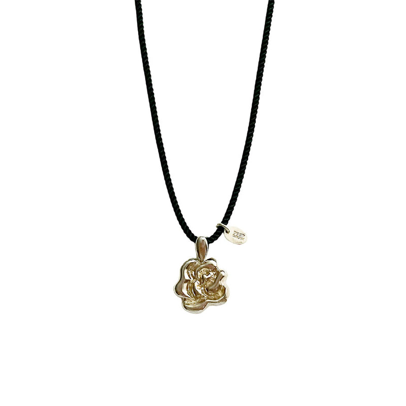 ディープ ローズ ブラック ストリング ネックレス / deep rose black string necklace