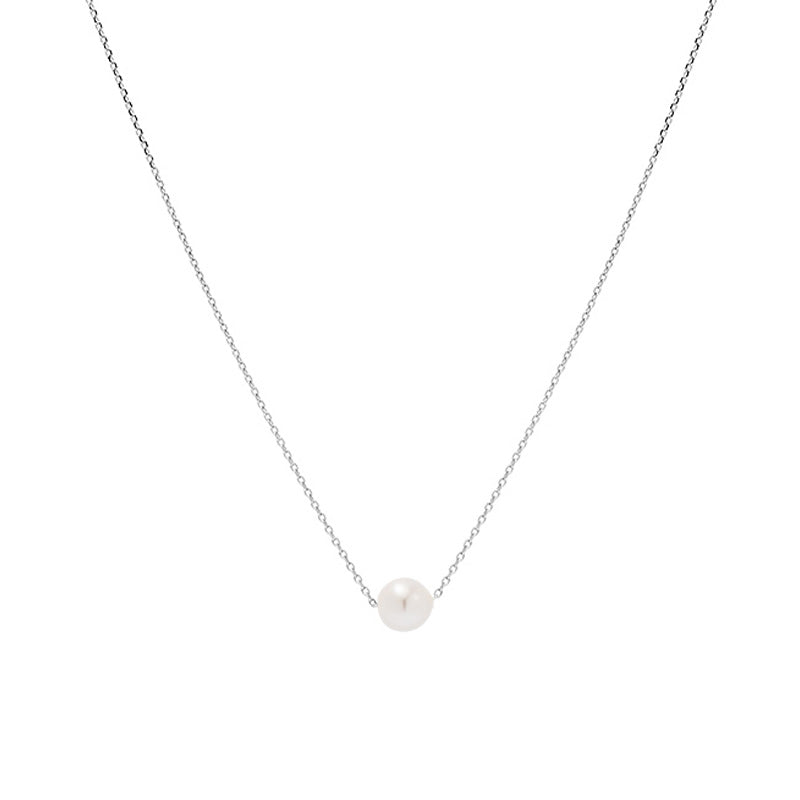 シンプル パール ネックレス：シルバー / SIMPLE PEARL NECKLACE (SILVER)