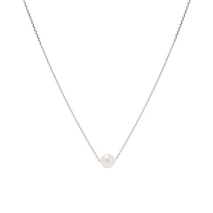 シンプル パール ネックレス：シルバー / SIMPLE PEARL NECKLACE (SILVER)