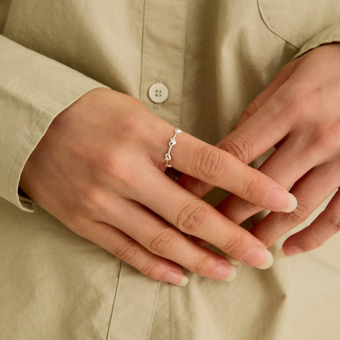 シルバーハートラインリング