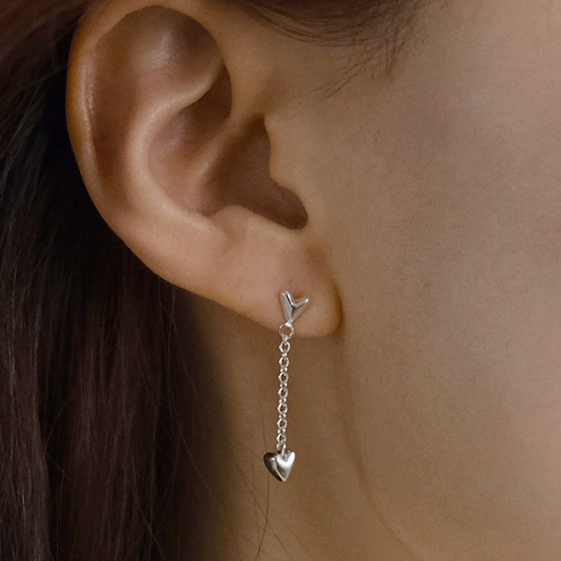 Drop heart earring