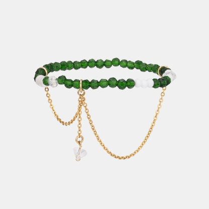 SCOUT クローバー ドロップ チェーン グリーン ビーズ ブレスレット / SCOUT CLOVER DROP CHAIN GREEN BEADS BRACELET