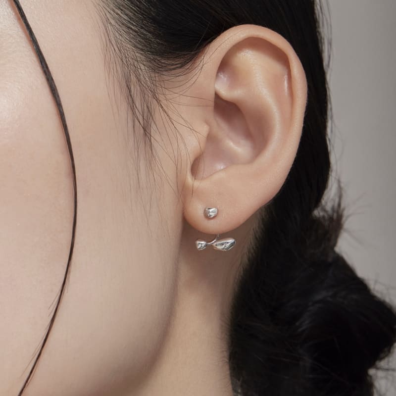 シルバー ラフ シェイプ 2Way ネックレス / Silver Rough Shape Two-Way Earrings