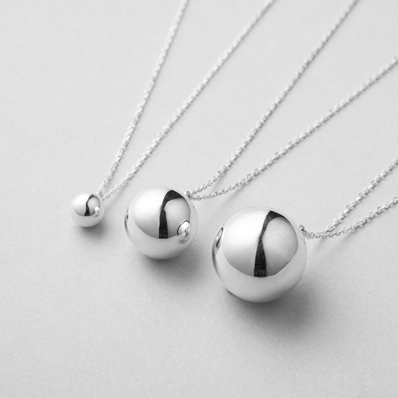 シルバー ベーシック ボール ペンダント ネックレス / Silver Basic Ball Pendant Necklace